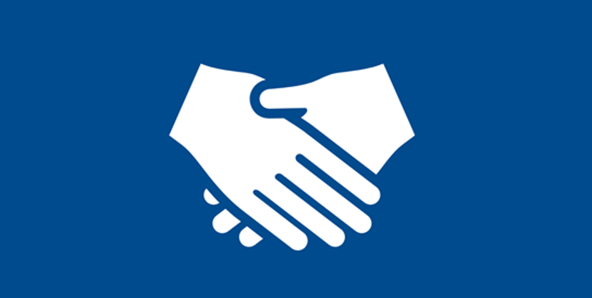 Eicon glas a gwyn o ddwylo yn ysgwyd llaw