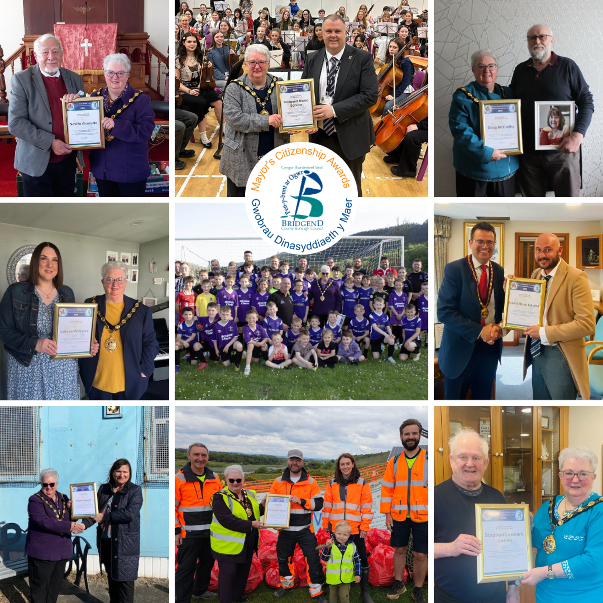 Delwedd o enillwyr Gwobr Dinasyddiaeth y Maer 2025