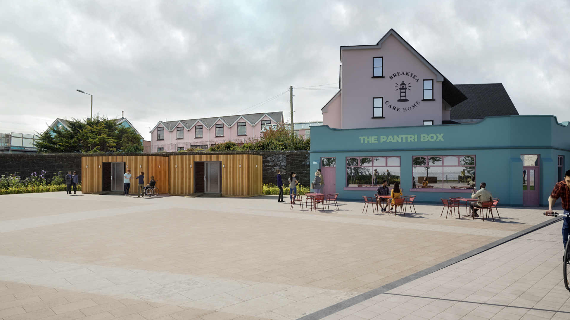 Delweddau o sut olwg fydd ar y gofod cyhoeddus newydd yn Hillsboro South