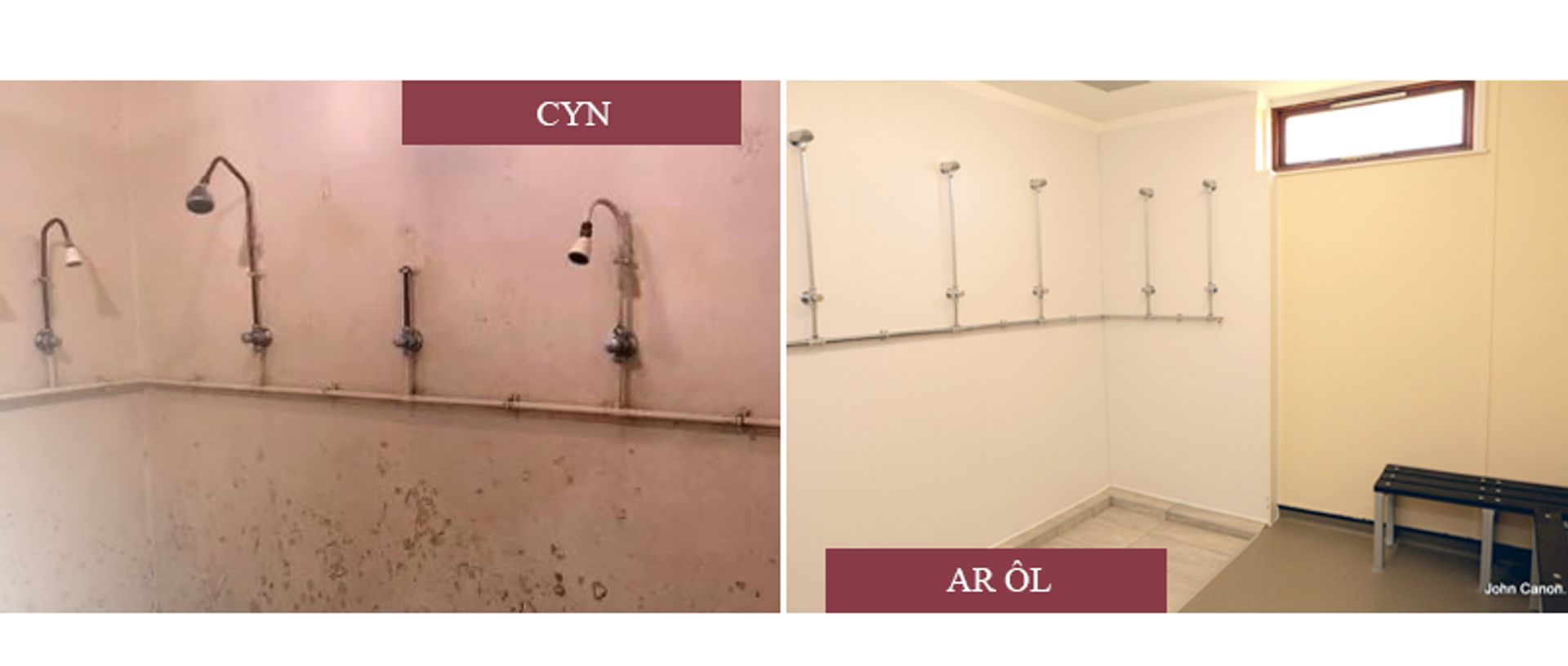 Showers before and after